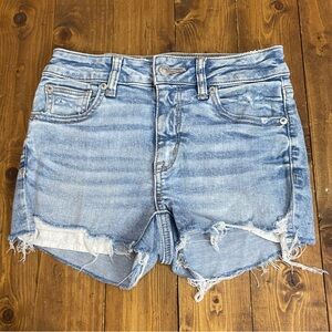 American Eagle Outfitters size 0 hi rise shortie distressed light wash shorts
